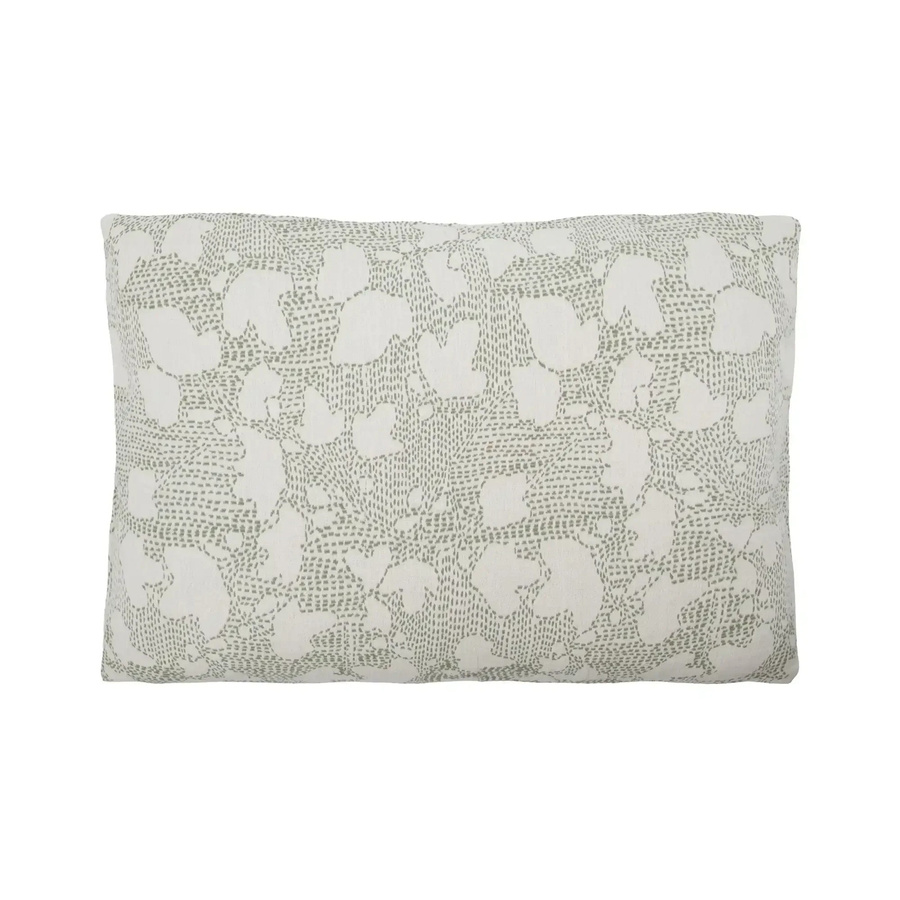 House Doctor Kissenbezug Mori in Khaki und Cremeweiß mit floralem Design aus Baumwolle, B/H: 40 x 60 cm - Bild 1