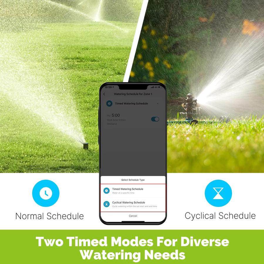 MOES Tuya Smart ZigBee 2-Wege-Wassertimer mit Messinganschluss und Filter, programmierbarer Bewässerungstimer in Grün, kompatibel mit Alexa und Google Home - Bild 3