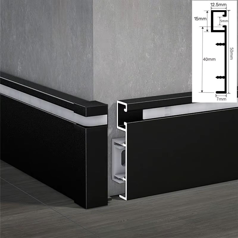 Khelse LED Aluminium Sockelleiste Silber zur Einbau-Hintergrundbeleuchtung als Eck-Profil - Bild 2