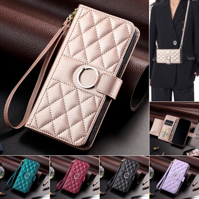 Crossbody Leder-Handyhülle für Xiaomi Redmi Note 15 14 13 12 11 Pro Plus 14C A3 13C 11A 12 5G mit Umhängeband und Flip-Wallet-Funktion in Grün - Bild 1