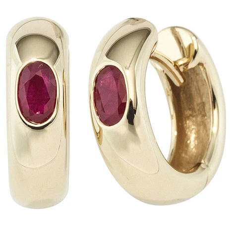 Colfem Creolen 585 Gelbgold, Rubin, Unisex - Bild 1