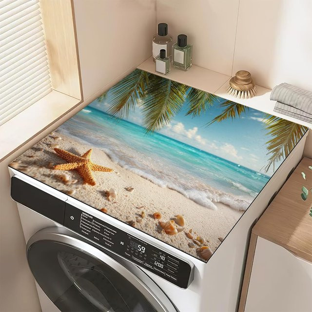 VIKAMA Beach Sea Star Waschmaschinen-Abdeckmatte, super saugfähiges und rutschfestes Trockenpad in Multicolour - Bild 1