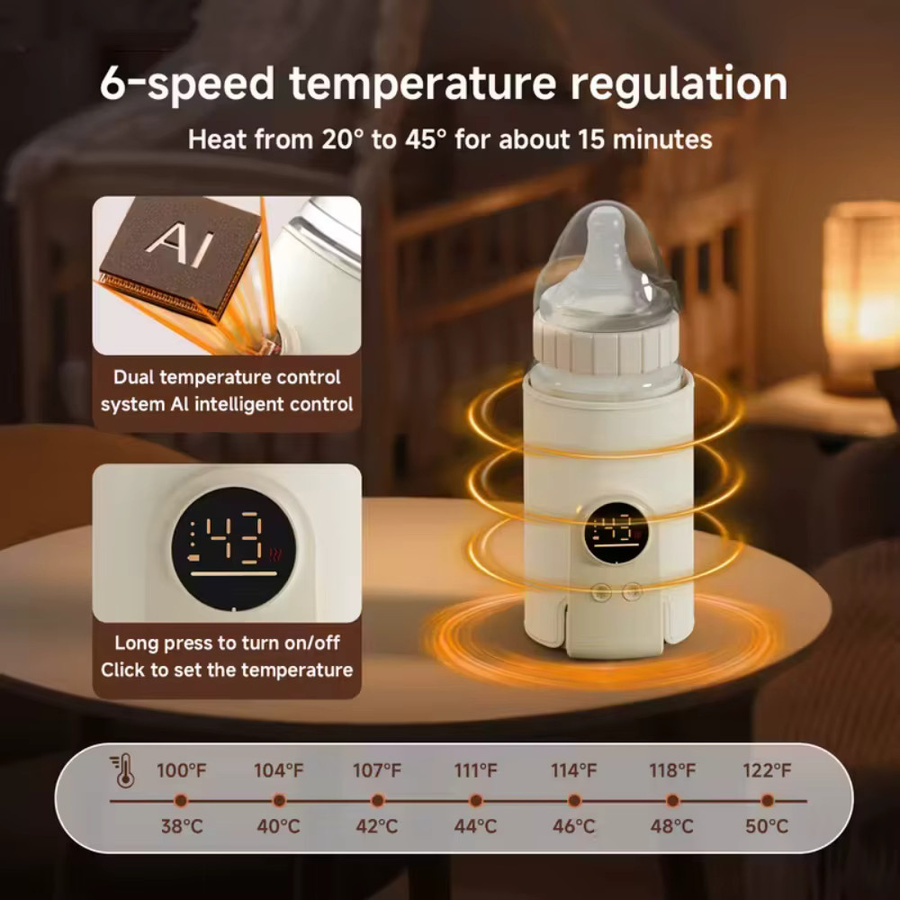 Multifunktionale Babyflasche mit intelligenter 6-Gang-Temperaturregelung und Display, wiederaufladbar mit 6000 mAh Akku - Bild 2
