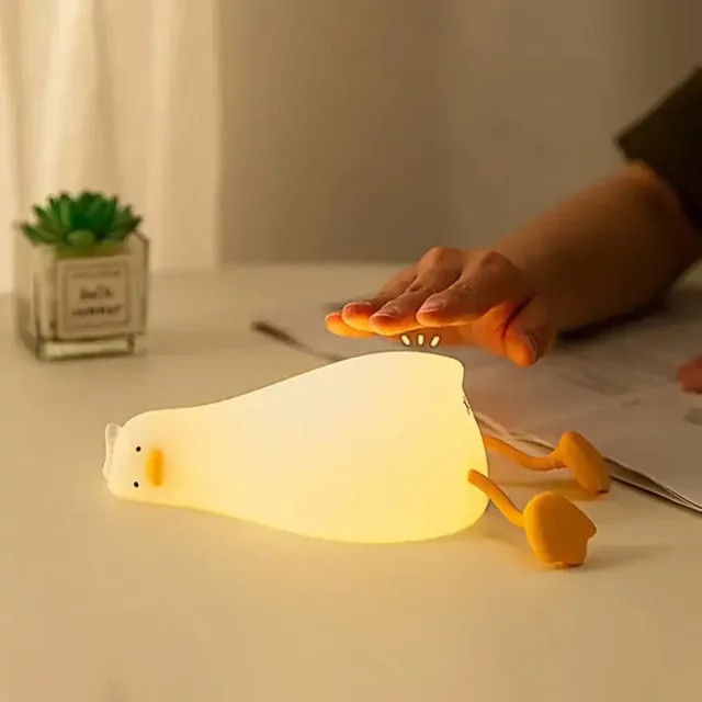 Niedliches Enten-Nachtlicht mit integrierter LED und Squishy-Funktion, 3-stufig dimmbare Tier-Touch-Nachtlampe für das Kinderzimmer - Bild 1