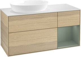 V&B Waschtischunterschrank Finion in Weiß mit Eichenregal, Breite: 120 cm - Bild 1