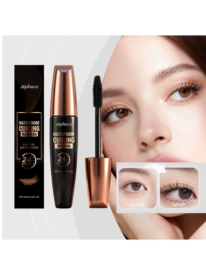zephoco Curling-Mascara, Ultra-Schwarz, 4D Volumen, Schweißfest - Bild 5