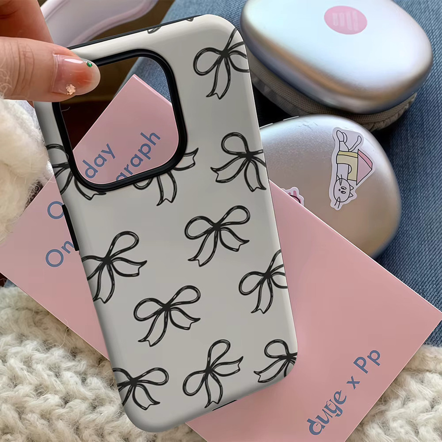 Sketchy Bow Motiv Handyhülle für iPhone 17 16 15 14 13 12 11 Pro Max Plus mit doppelschichtiger Rückseite - Bild 4