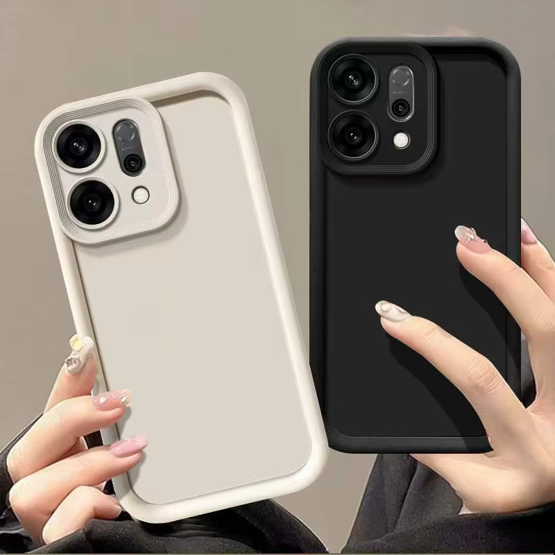 OPPO Reno14 5G Handyhülle CPH2737 Luxuriöse Matte Weiche Abdeckung Sturzsicherer Schutz in Schwarz - Bild 1
