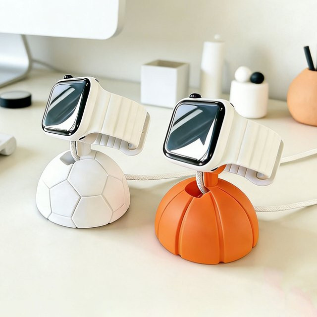 Apple Watch-Ladeständer, Basketball- und Fußballförmig, Silikon, Unisex - Bild 1