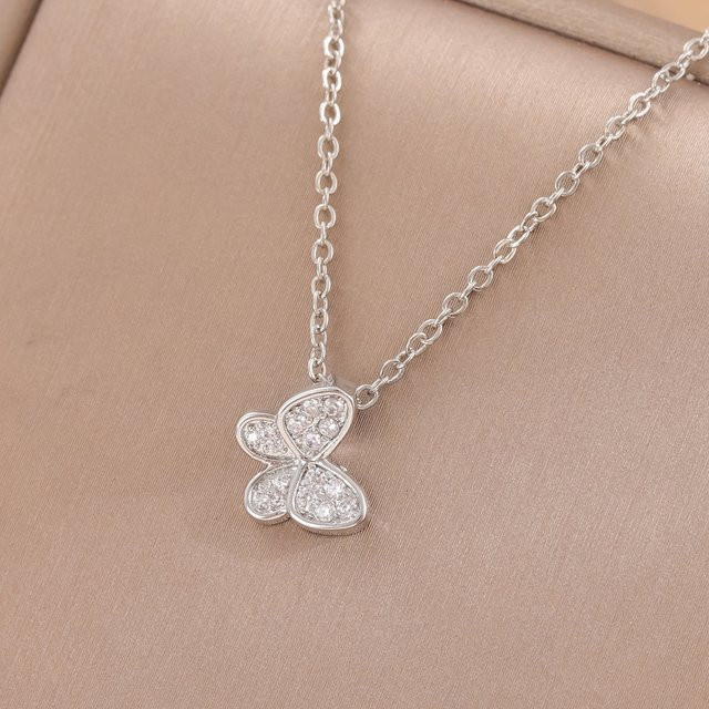 Halskette 925 Silber, Schmetterling, Kristall, Damen - Bild 1