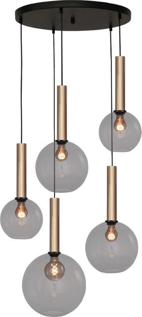 Masterlight Bella 2 Pendelleuchte 5-flammig rund in Rauchgrau und Gold matt mit Glaselementen - Bild 1