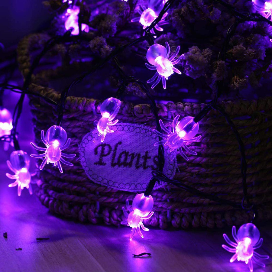 TOMTOP JMS Halloween LED Lichterkette Lila Spinnenförmig Wasserdicht mit 40 LEDs und Batteriebetrieb - Bild 5