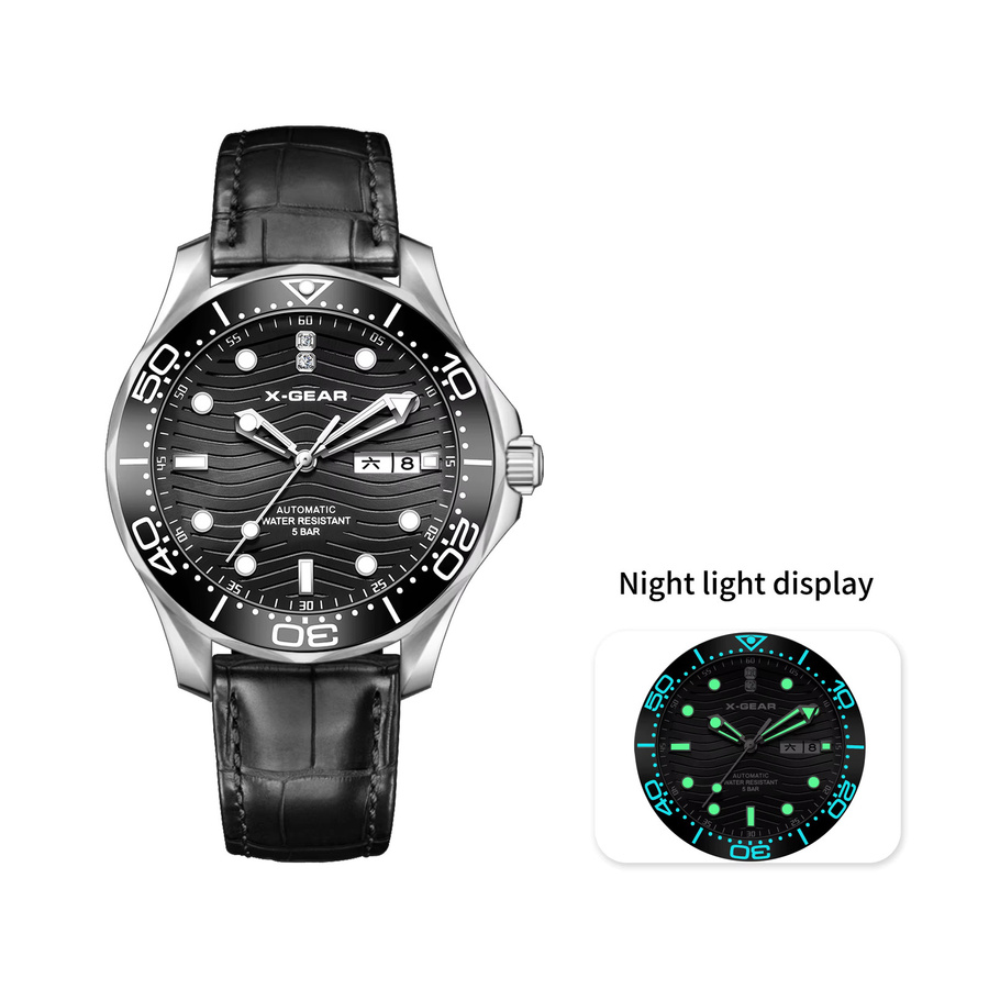 X-GEAR Armbanduhr, Analoguhr, Edelstahl, Blau, Diamantbesetzt, Herren - Bild 1