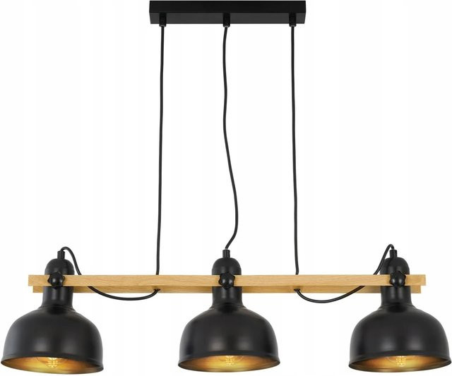 NETTLIFE Vintage Pendelleuchte 3-flammig Schwarz Retro Industriell aus Metall mit E27 Fassung und höhenverstellbarem Design - Bild 1