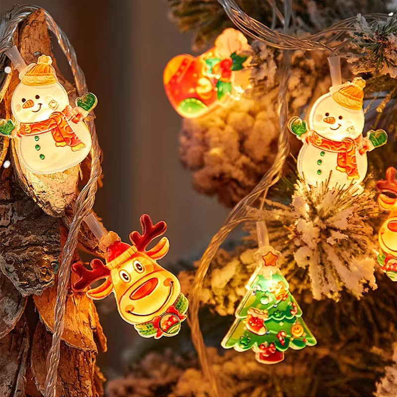 Feimefeiyou Acryl LED Lichterkette als Vorhang mit Schneemann und Weihnachtsmann in Warmweiß und Multicolour für Weihnachten und Partys - Bild 4
