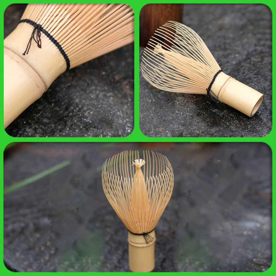 Aihogard Japanisches Matcha-Teeservice aus Bambus in Lila, Weiß und Beige mit Rührbürste und Chasen-Teebesen - Bild 3