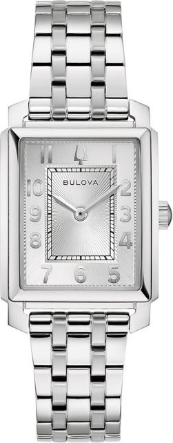 Bulova Damenuhr, Quarz, Edelstahl, Silber, Eckig, 25x37 mm - Bild 1