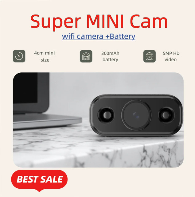 DiFang O-kam Mini-WLAN-Kamera 5MP mit 2,4G und 5G Dualband, tragbare CCTV-Sicherheitskamera für Videoüberwachung in Schwarz - Bild 1