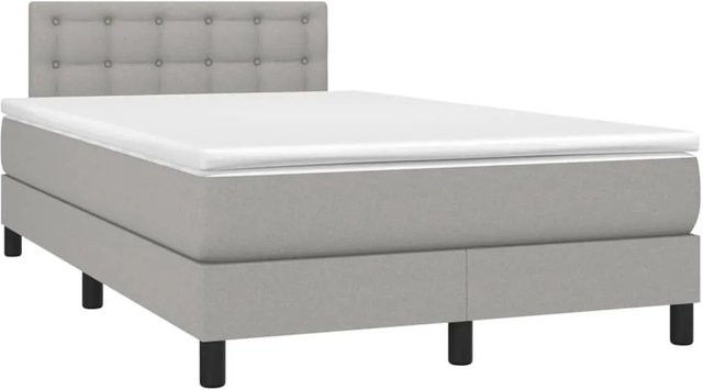vidaXL Boxspringbett Hybrid mit Matratze und LED-Unterbettbeleuchtung sowie USB-Ladeport, Hellgrau, B/T/H: 120 x 200 x 78 cm - Bild 1