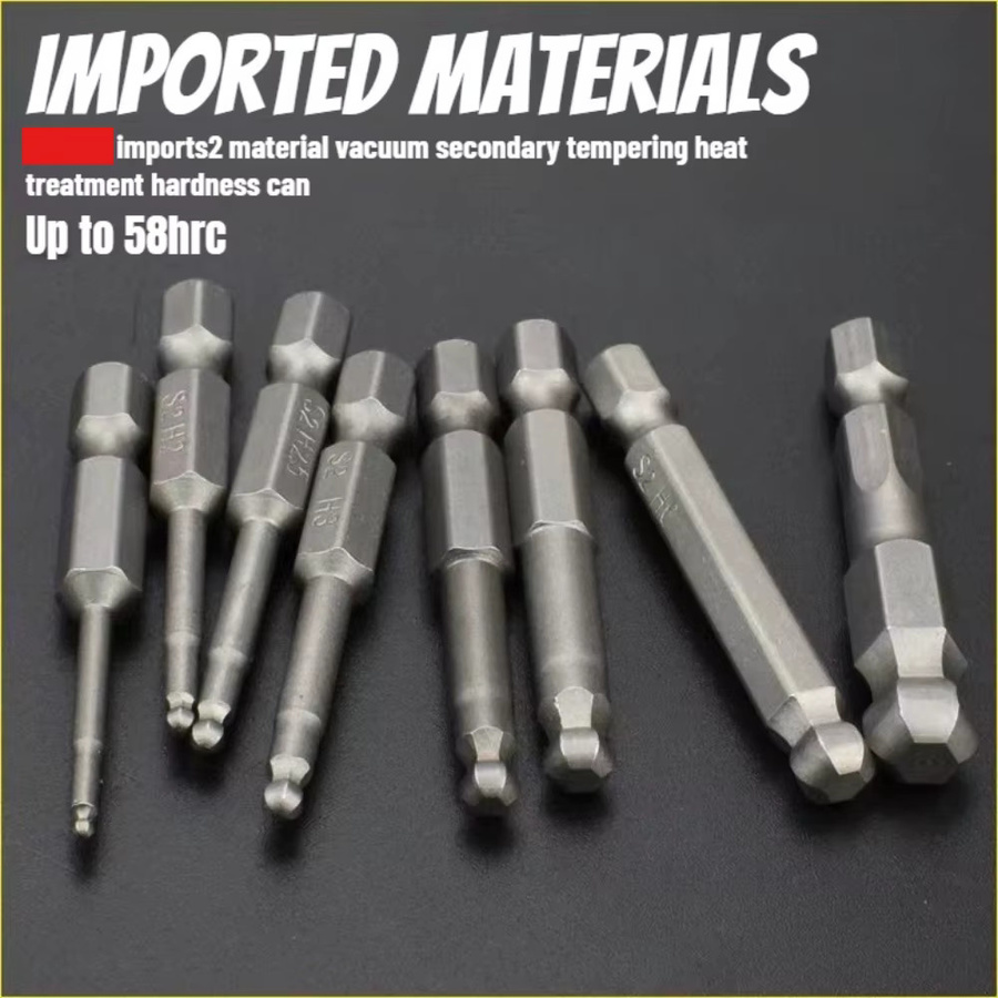 Probon 7-teiliges Elektrisches Schraubendreher-Bit-Set aus S2-Stahl, Magnetisch und Rutschfest, Kugelförmig, 65-150mm, H2 H2.5 H3 H4 H5 H6 H8 - Bild 2
