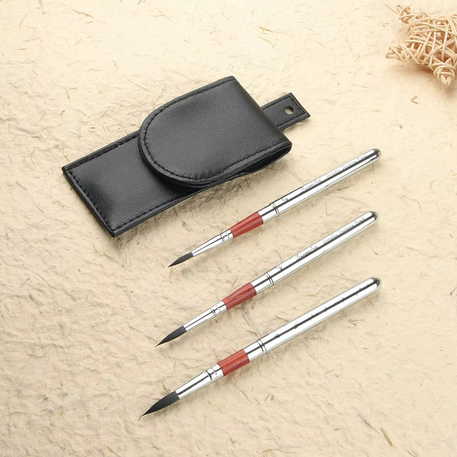 SeamiArt Malpinsel Set mit tragbarer PU Pinsel Tasche und kurzen Haltern für Aquarell und Journal - Bild 2