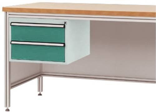 Manuflex ZB4522.0001 Gehäuse-Unterbau für ALU-Arbeitstische in Stahl, Nutzhöhe 300 mm mit 2 Schubfächern, für Tischtiefe 800 mm - Bild 1