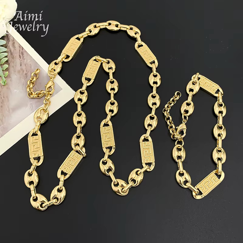 HIPUNK Schmuckset, Halskette, Armband, 18 Karat vergoldet, Gold, Herren - Bild 5