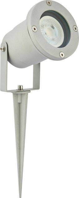 LED-Strahler Grau aus Aluminium mit GU10 Leuchtmittel, 5 W, 2700K Warmweiß, IP44 wetterfest für den Garten - Bild 1
