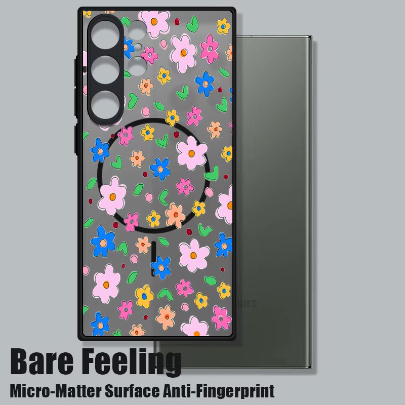 Magnetische Handyhülle mit Blumenmuster für Samsung Galaxy S25 FE S26 S24 S23 Ultra S22 Plus S25 Edge, Matte PC-Abdeckung, Multicolour - Bild 3