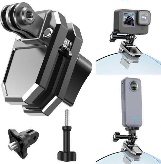 Aluminium Windschutzscheibenhalterung Klemme als Clip für GoPro 13 12, Insta360 X5 X4 X3, DJI Osmo Action 4 5 und 360 Kameras als Motorrad Zubehör - Bild 1