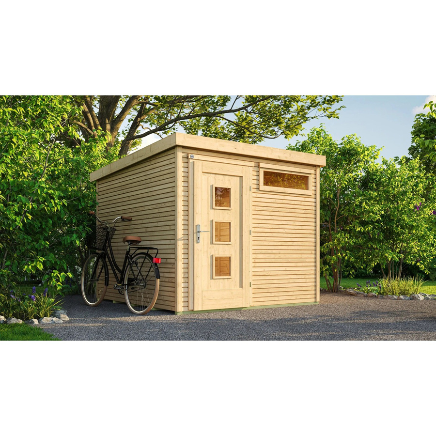 WEKA Gartenhaus Typ 171 aus Massivholz in Beige mit Flachdach B/H/T: 308 x 235 x 313 cm - Bild 2