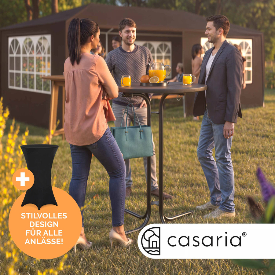 Casaria Stehtisch Grau mit Stehtischhusse Schwarz für den Garten, B/T: 110 x 80 cm und Husse Ø 80 cm - Bild 2