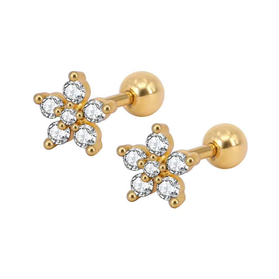 Maodane Ohrstecker Edelstahl, Zirkonia, Gold, Silber Farbe, Damen - Bild 2