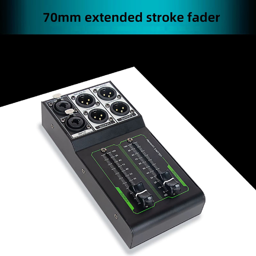 KKMOON Passiver Stereo-Lautstärkeregler aus Metall in Schwarz mit 1 Eingang und 2 Ausgängen für Studio und Heimsoundsysteme - Bild 2