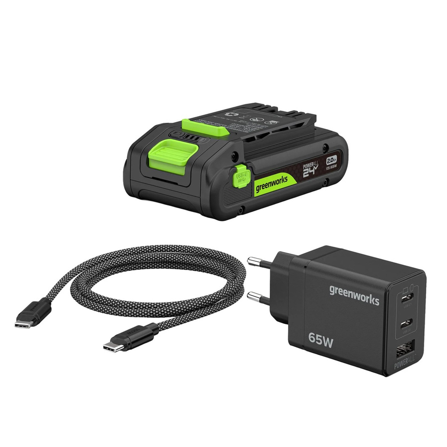 Greenworks Akku-Starter-Set K2S2BEAA1 Schwarz-Grün 24 V 2 Ah - Bild 2