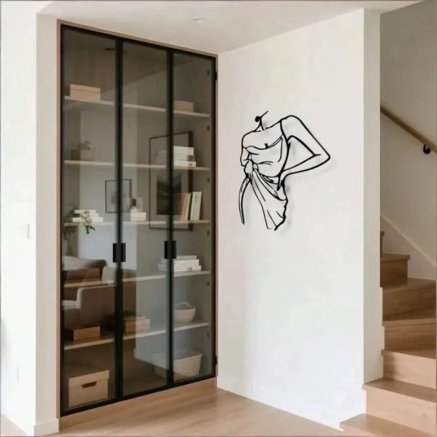 CIFBUY Moderne Metall-Wandkunst Frauensilhouette in Schwarz als abstrakte Eisenskulptur - Bild 2