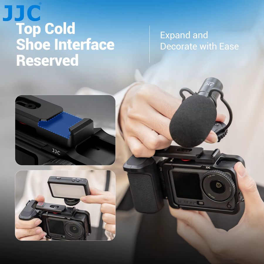 JJC Metall Street Grip Kit für DJI Osmo Action 6 in Schwarz mit magnetischem Griff und Auslöseknopf - Bild 2