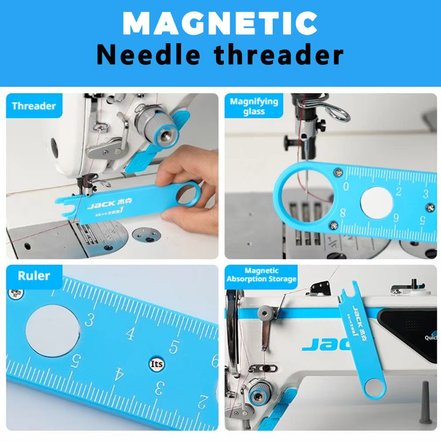 Anti-Prick Threader Magnetisches Ein-Sekunden-Nadelädelwerkzeug der 3. Generation Nählineal-Kit Multifunktionsgerät in Blau - Bild 4
