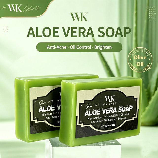 WK JALY Aloe Vera Seife mit Vitamin E und Olivenöl, Gesicht und Körper - Bild 1