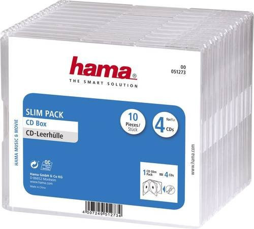 Hama CD Slim Hülle für 4 CDs, DVDs oder Blu-rays, transparent, 10er-Pack - Bild 1