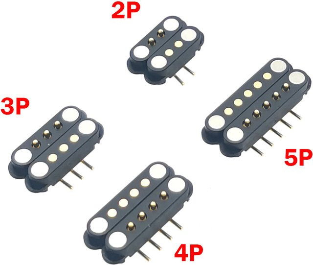 STLYCH Magnetischer Pogo Pin Stecker 2a DC mit gebogener Nadel, schwarz, männlich und weiblich, Federbelastet - Bild 1