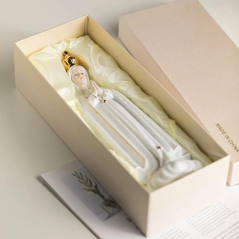 YULIN Keramikstatue Rose Fatima Maria Ikone in Weiß, Höhe: 31 cm, Breite: 10 cm, Tiefe: 10 cm - Bild 2