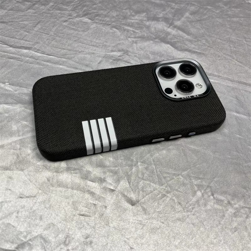 Magnetische Handyhülle aus Flachs-Stoff für iPhone 12 bis iPhone 17 Pro Max mit Linsenschutz und kabellosem Laden in Schwarz und Blau - Bild 2
