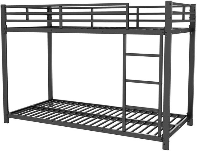 KOMHTOM Kinder Etagenbett aus Metall in Schwarz, Klassisches Eisenbett ohne Matratze, B/T/H: 90 x 200 x 140 cm - Bild 1