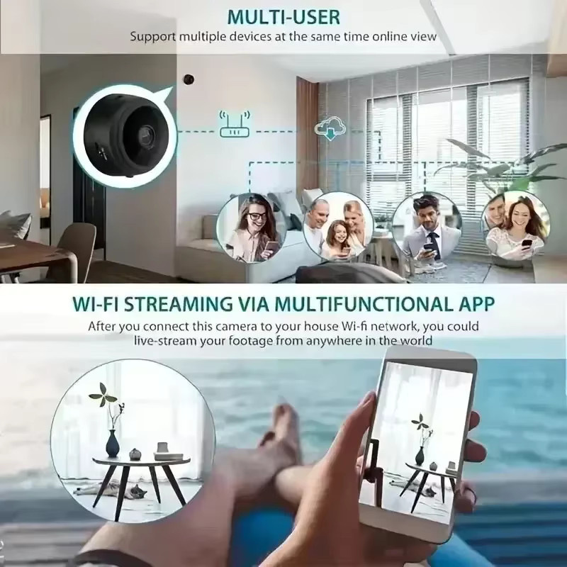 Lenovo A9 WLAN-Sicherheitskamera Mini Camcorder mit 1080P HD Auflösung und Nachtsicht in Schwarz - Bild 3