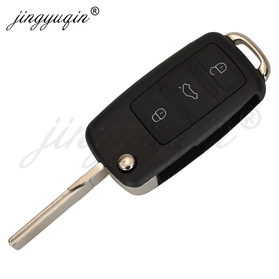 Jingyuqin 10er Set Ersatzgehäuse für VW Volkswagen Touareg Phaeton und Skoda Flip Fernbedienung, 3/4 Tasten, Schwarz - Bild 2
