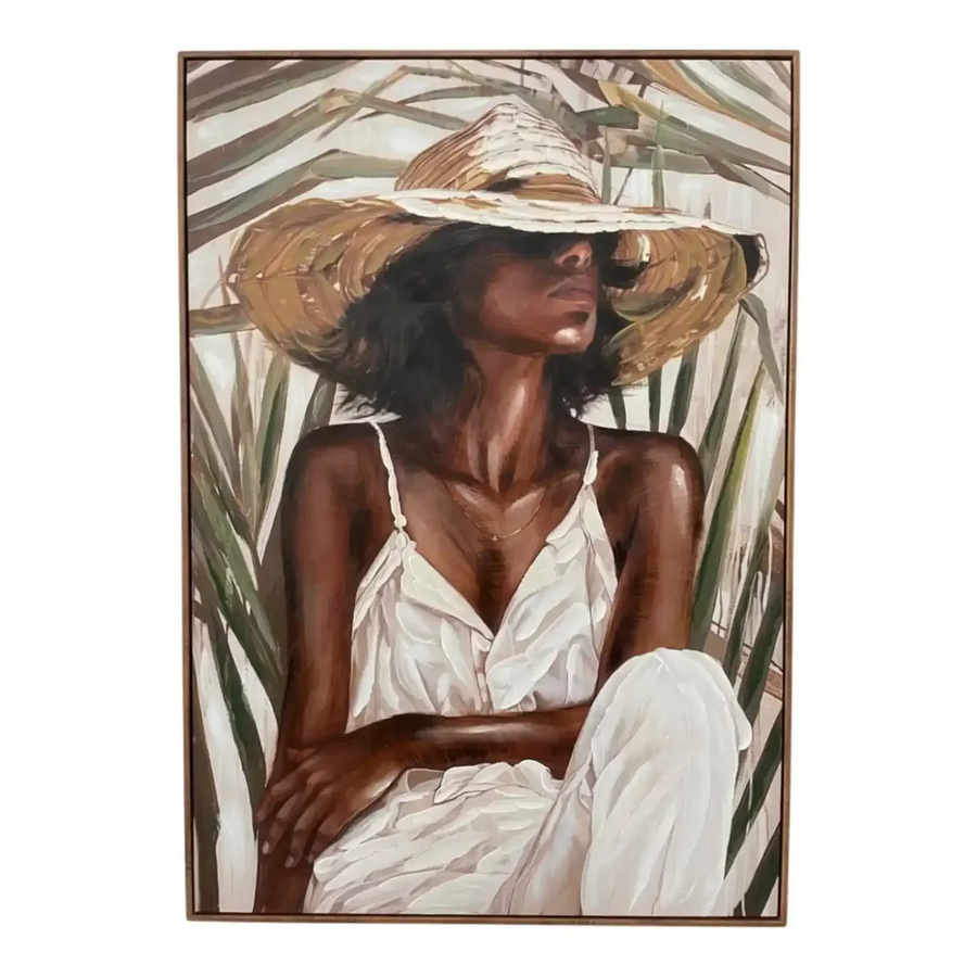 Mansion atmosphere Canvasbild Emmalyn – Boho Wandbild Frau mit Hut in Multicolour, Breite: 70 cm, Höhe: 100 cm - Bild 1