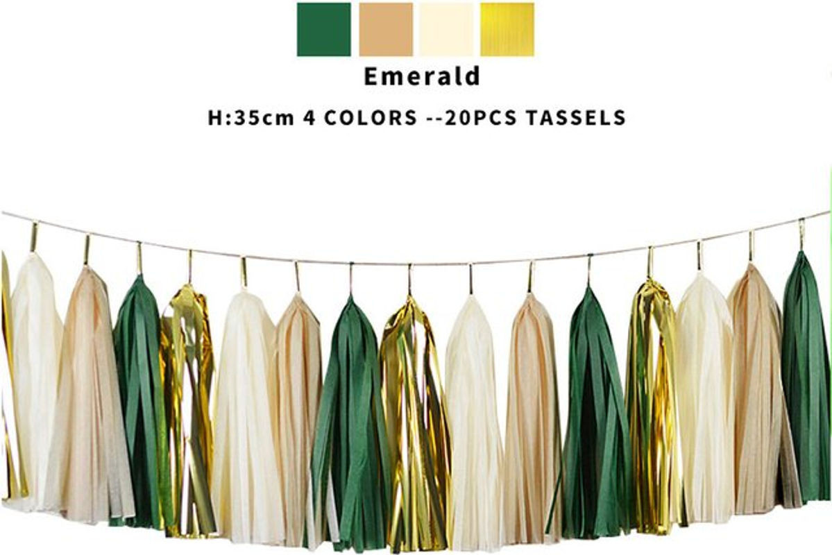 20 Stück Parehope DIY Seidenpapier-Quastengirlanden in Mehrfarbig und Gold für Babyparty, Geburtstag, Hochzeit und Jubiläum - Bild 1