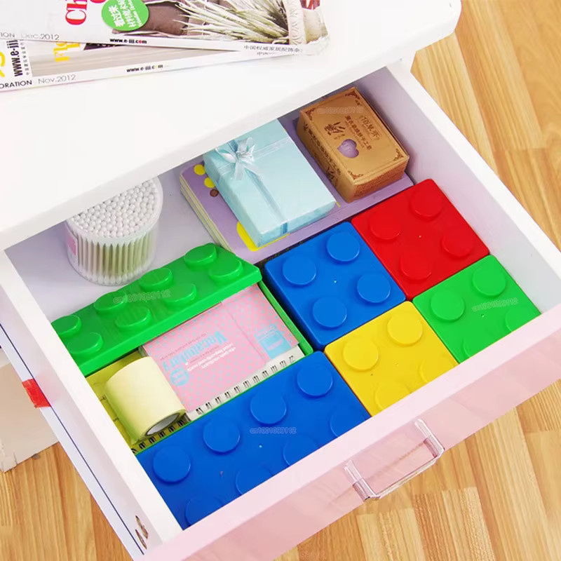 Platzsparende Desktop Aufbewahrungsbox aus Kunststoff für Make-up, Kosmetik, Schmuck und Büroartikel in Blau und Multicolour - Bild 2