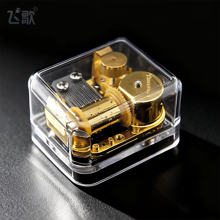 Yunsheng Vergoldete Musikbox mit Schwanensee-Melodie und transparentem quadratischem Design in Gold - Bild 2